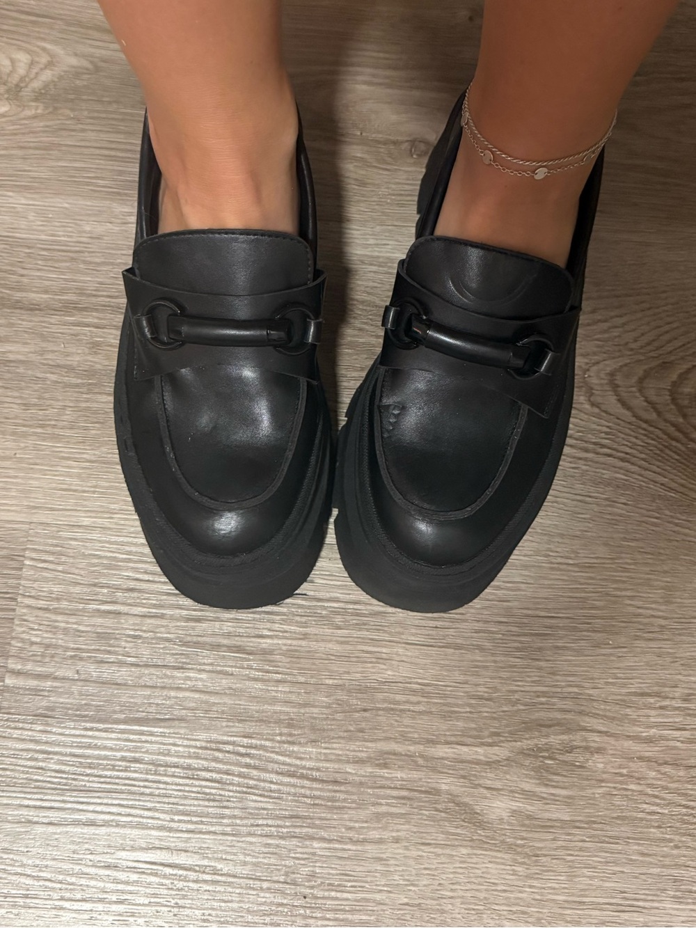Steve Madden Black Platform Loafers with Metal Bit
